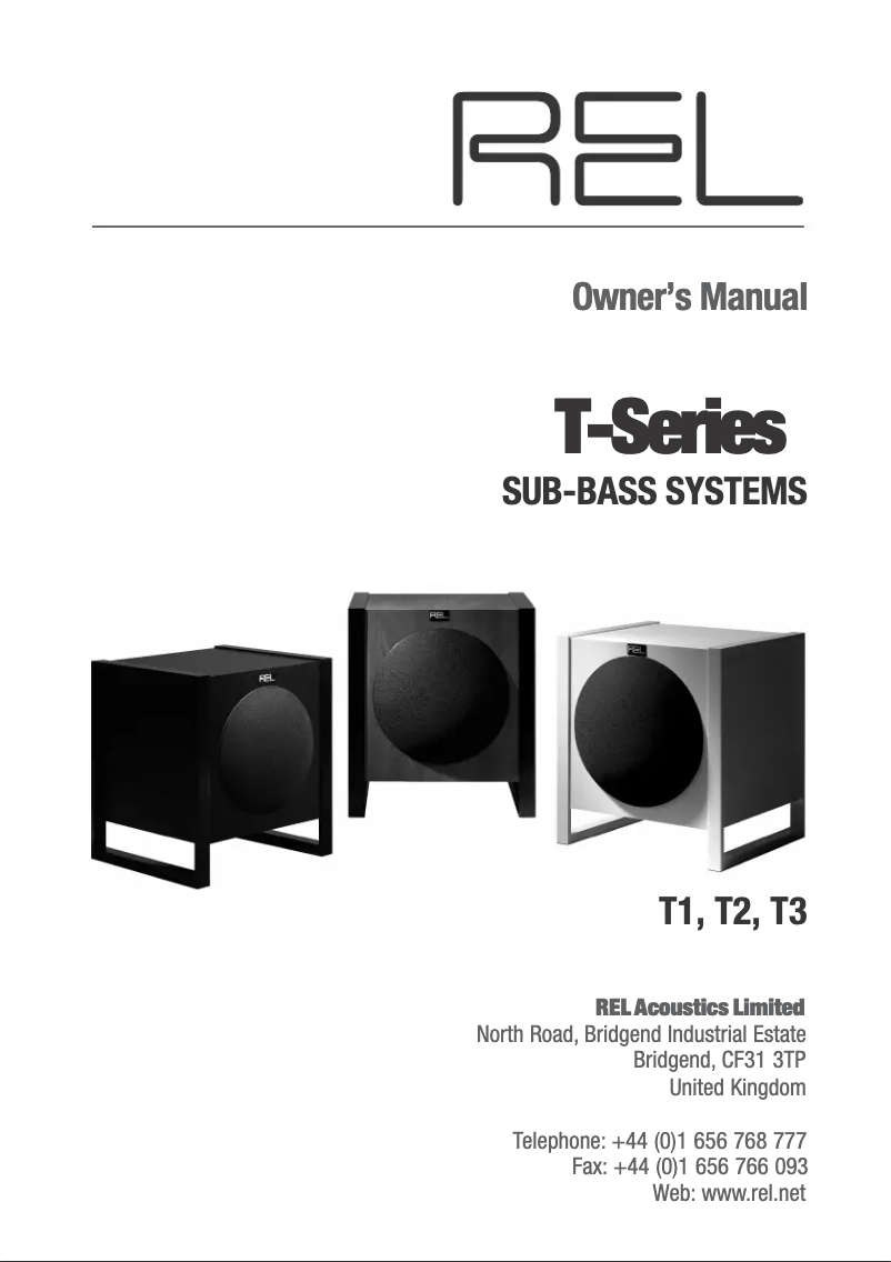 Page n°1 - Manuel utilisateur REL Acoustics T1