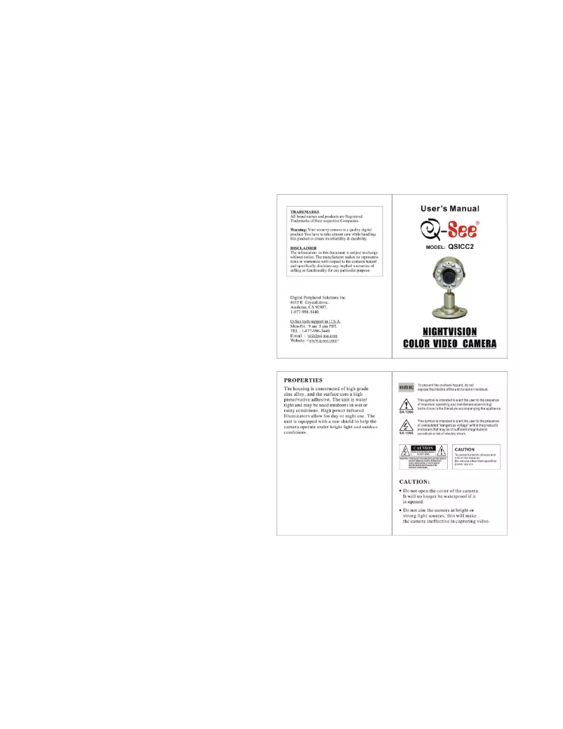 Page n°1 - Manuel utilisateur Q-See QSICC2