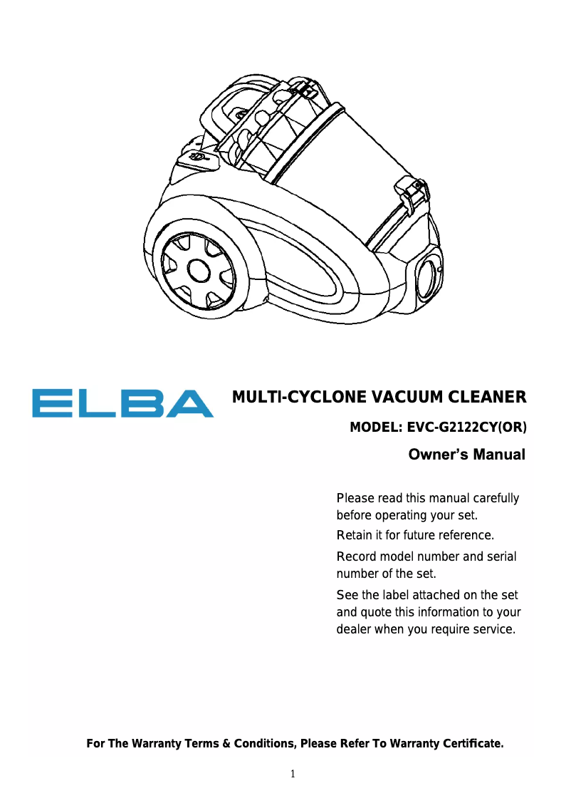 Image de la première page du manuel de l'appareil EVC-G2122CY(OR)