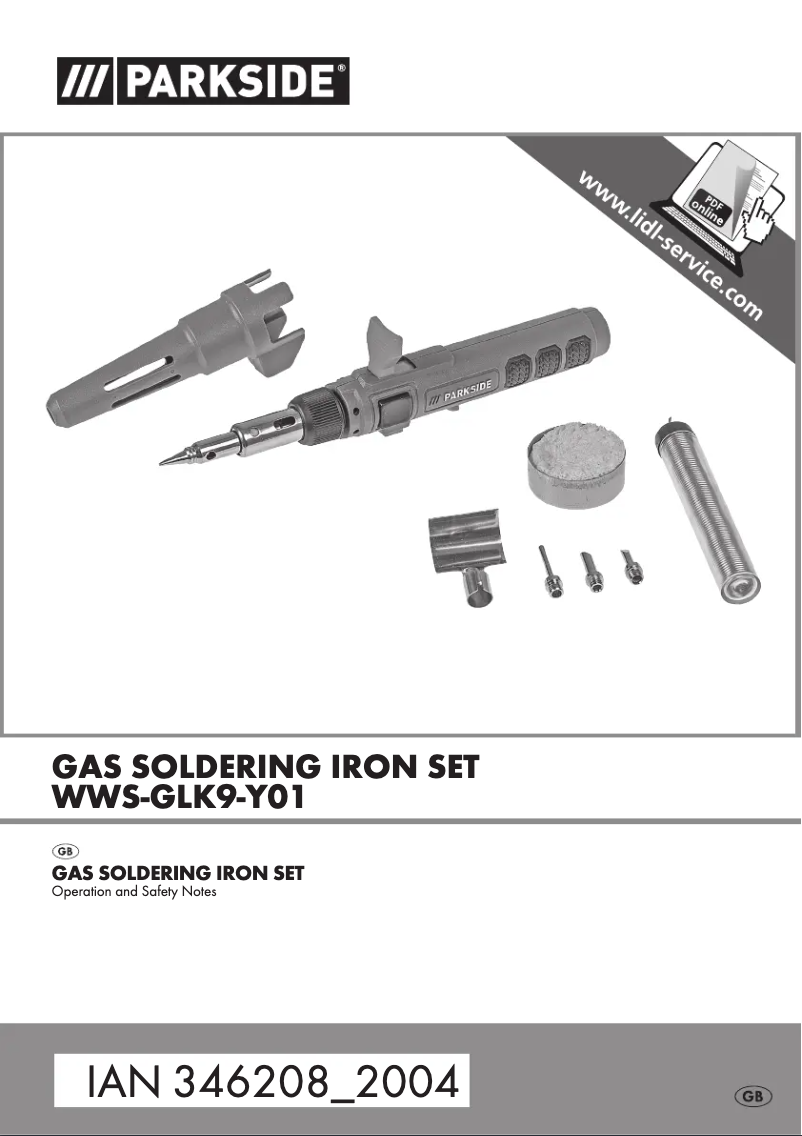 Page 1 de la notice Manuel utilisateur Parkside WWS-GLK9-Y01