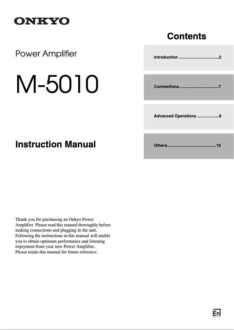 Page n°1 - Manuel utilisateur Onkyo M-5010