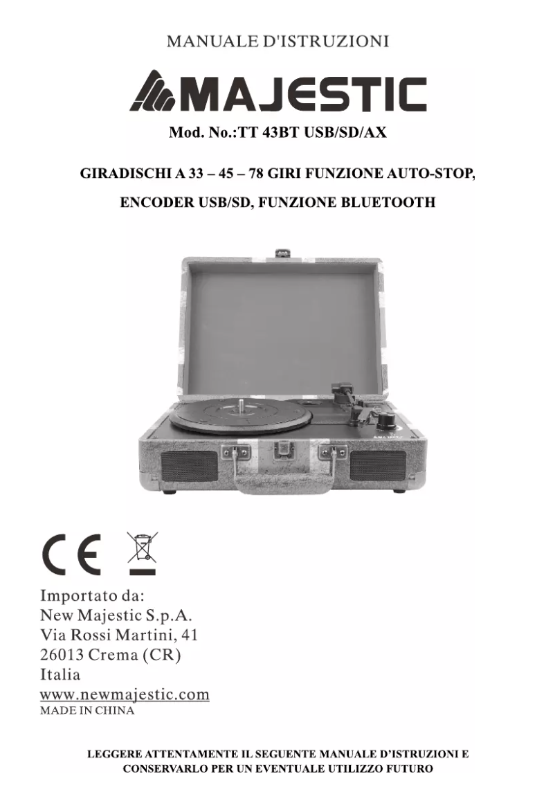Page n°1 - Manuel utilisateur Majestic TT-43 BT/USB/SD/AX