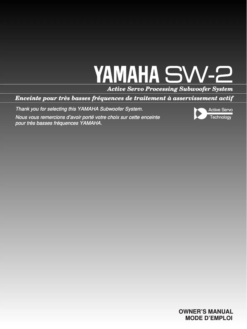 Page n°1 - Manuel utilisateur Yamaha SW-2