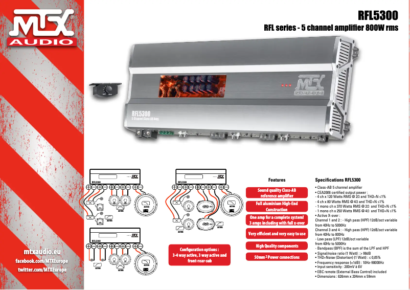 Page n°1 - Fiche technique MTX Audio RFL5300