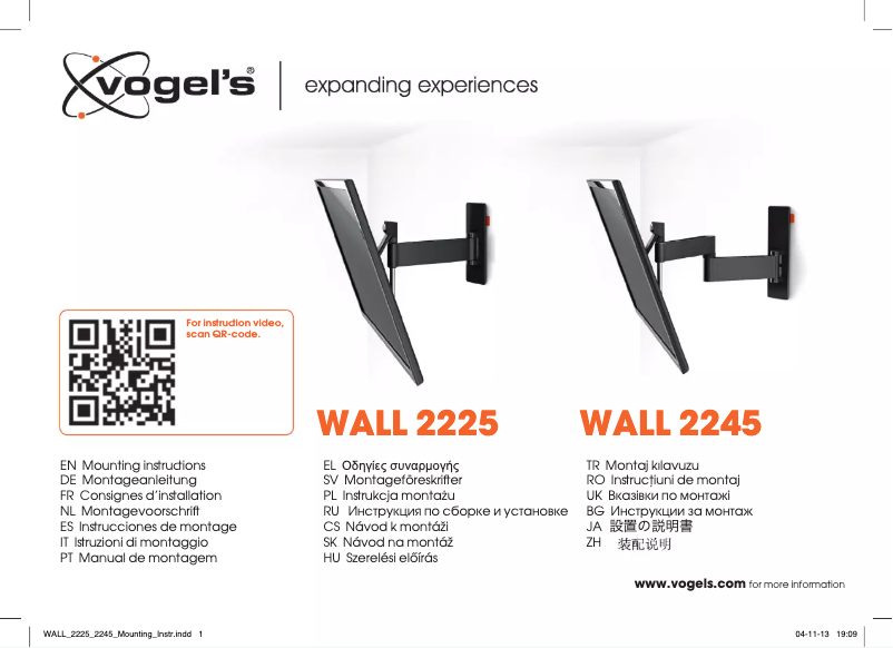 Page 1 de la notice Manuel utilisateur Vogel's WALL 2245