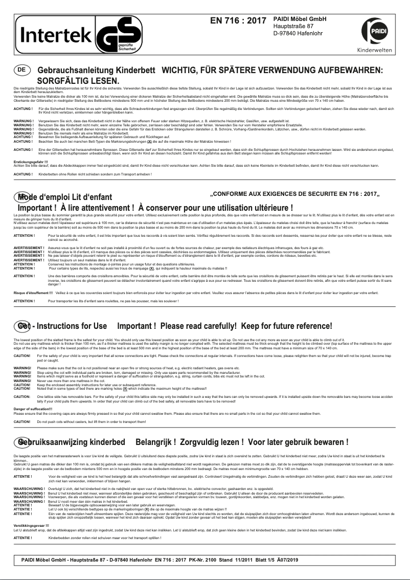 Image de la première page du manuel de l'appareil Josie