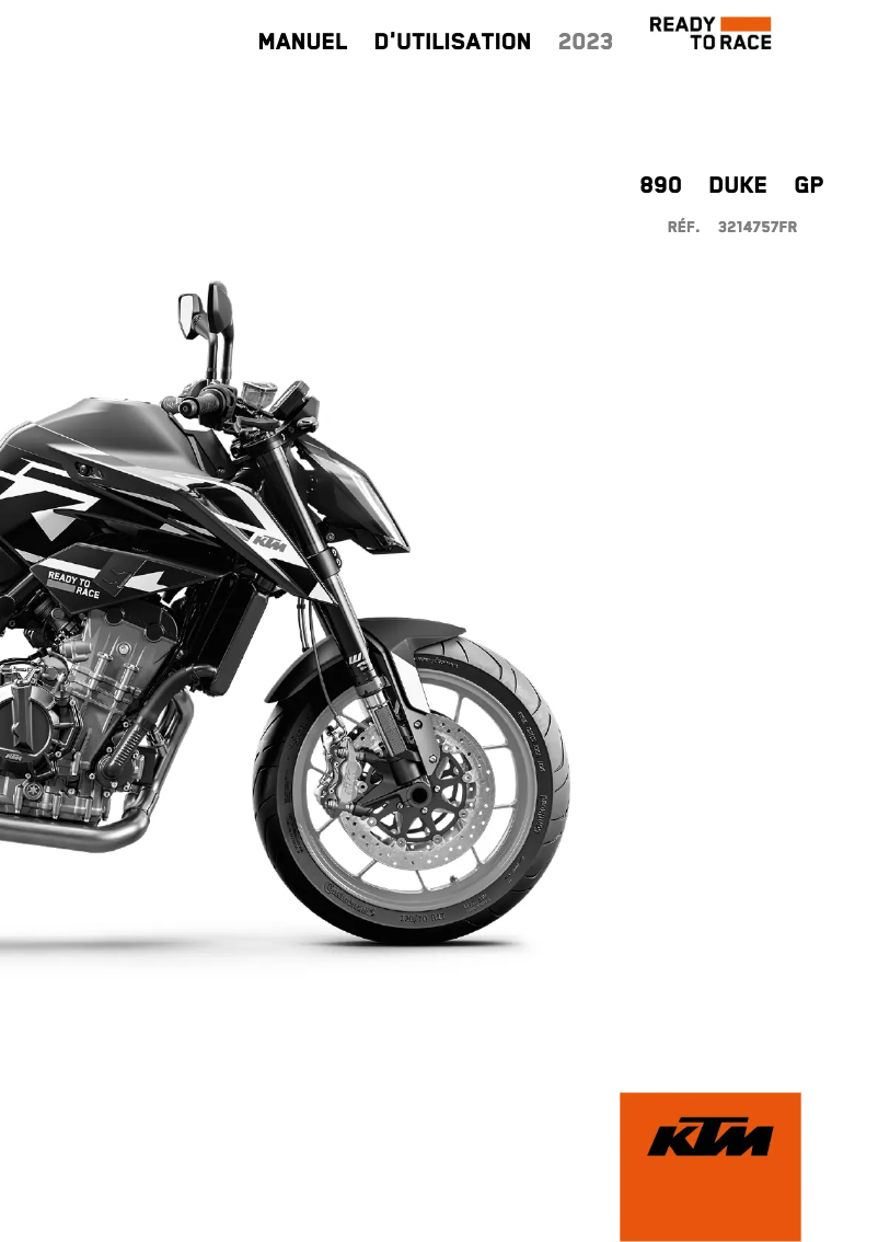 Page 1 de la notice Manuel utilisateur KTM 890 Duke GP (2023)