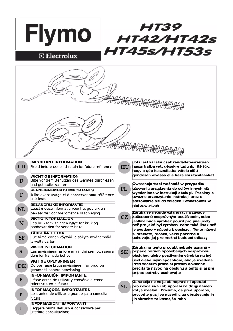 Page 1 de la notice Manuel utilisateur Flymo Flymo HT45S