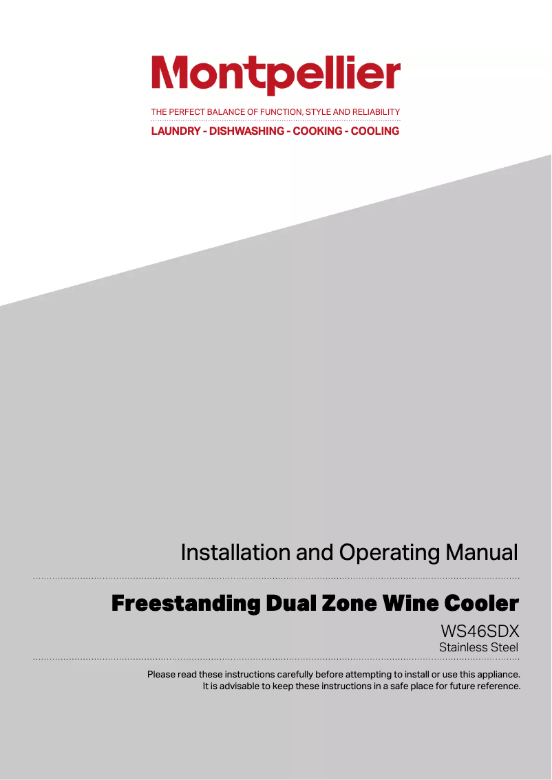 Page 1 de la notice Manuel utilisateur Montpellier WS46SDX
