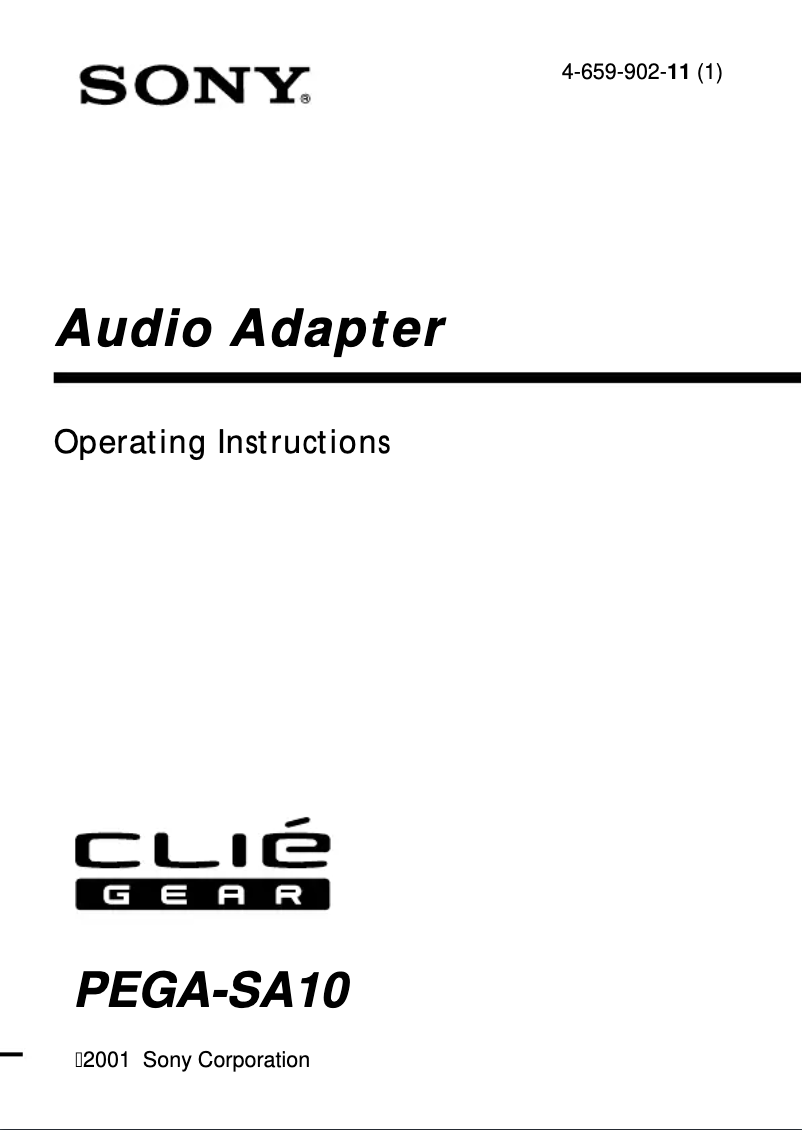 Page 1 de la notice Manuel utilisateur Sony Clié PEGA-SA10
