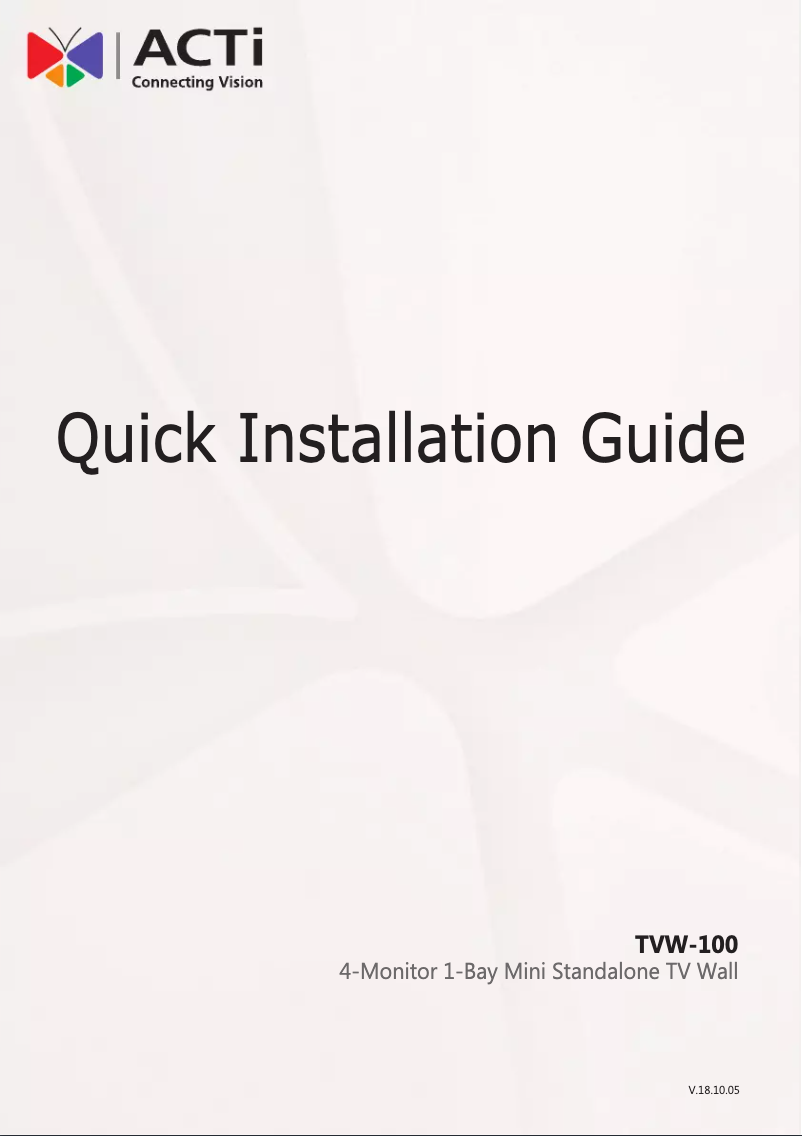 Image de la première page du manuel de l'appareil TVW-100