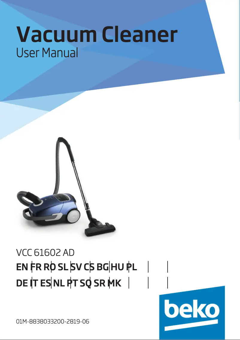 Page 1 de la notice Manuel utilisateur Beko VCC 61602 AD