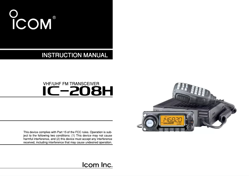 Page 1 de la notice Manuel utilisateur ICOM IC-208H