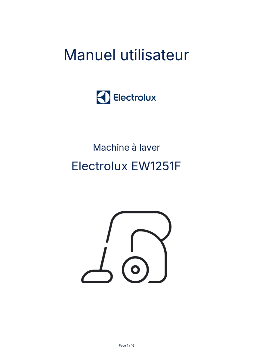Image de la première page du manuel de l'appareil EW1251F