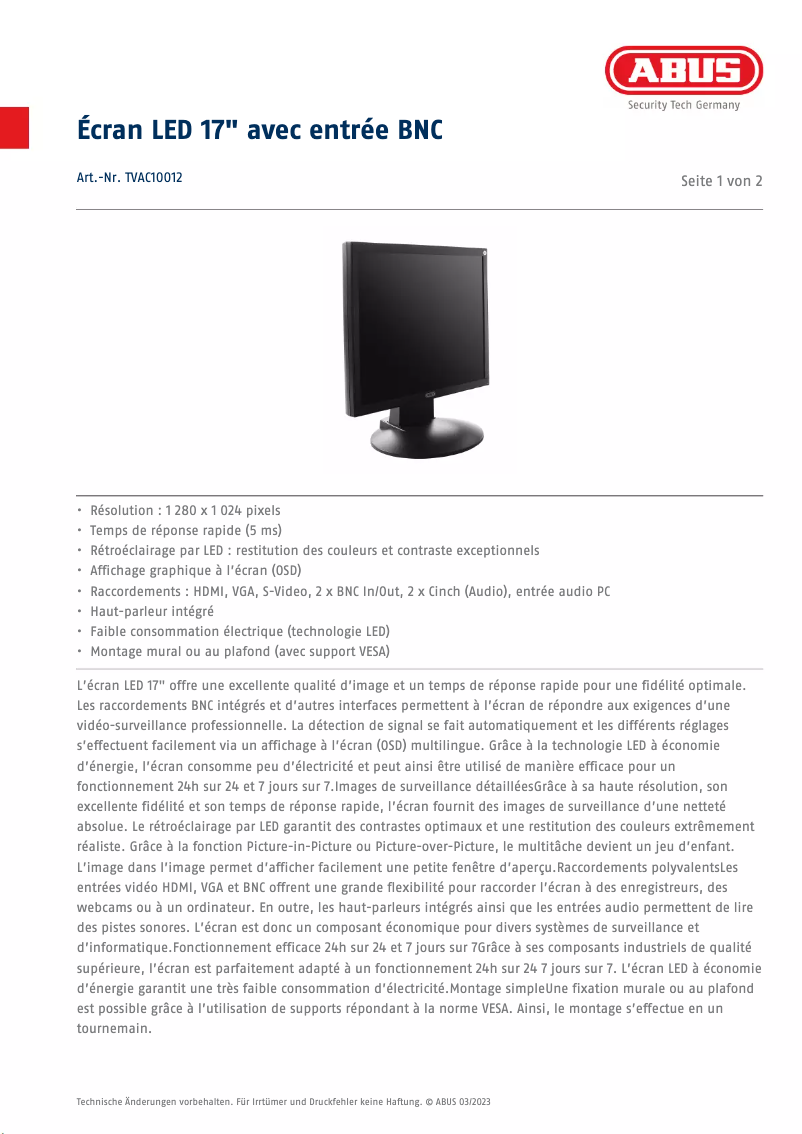 Image de la première page du manuel de l'appareil TVAC10012