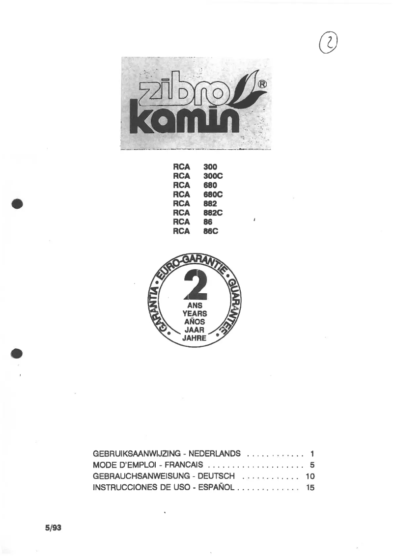 Page 1 de la notice Manuel utilisateur Zibro Kamin RCA 86C