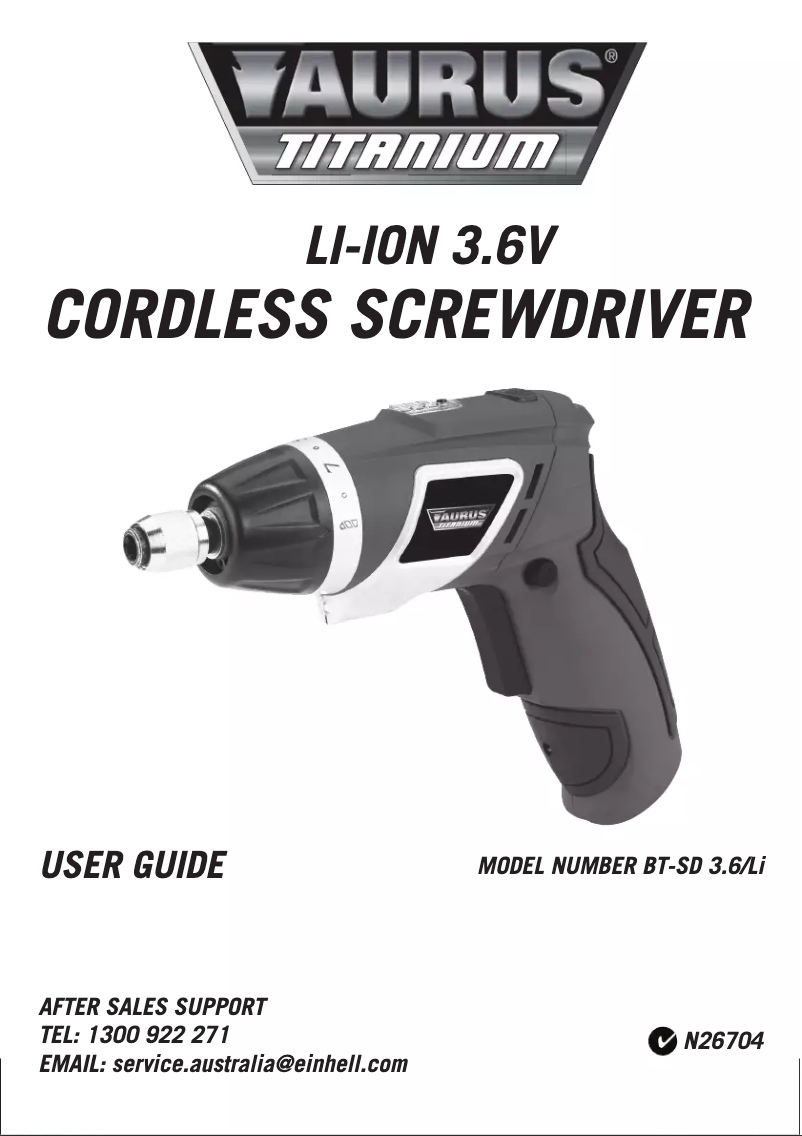 Page n°1 - Manuel utilisateur Taurus BT-SD 3,6/1 Li