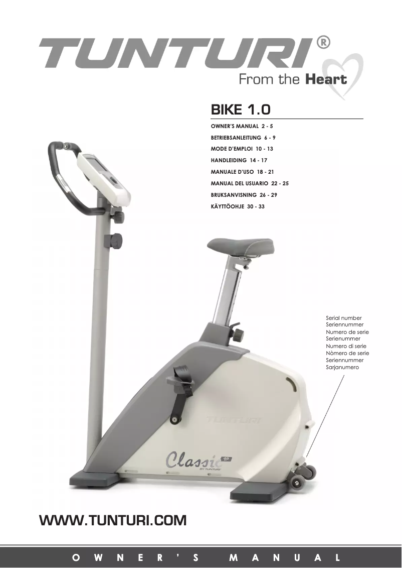 Page n°1 - Manuel utilisateur Tunturi Classic Bike 1.0