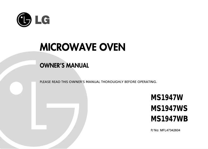 Page n°1 - Manuel utilisateur LG MS1947WB