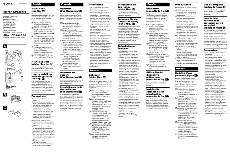 Page 1 de la notice Manuel utilisateur Sony MDR-NX1A