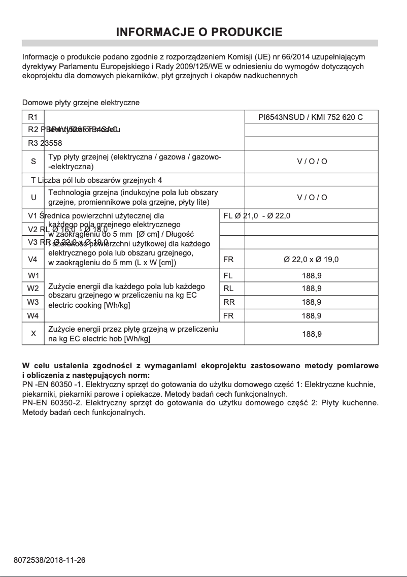 Page 1 de la notice Manuel utilisateur Amica PI6543NSUD
