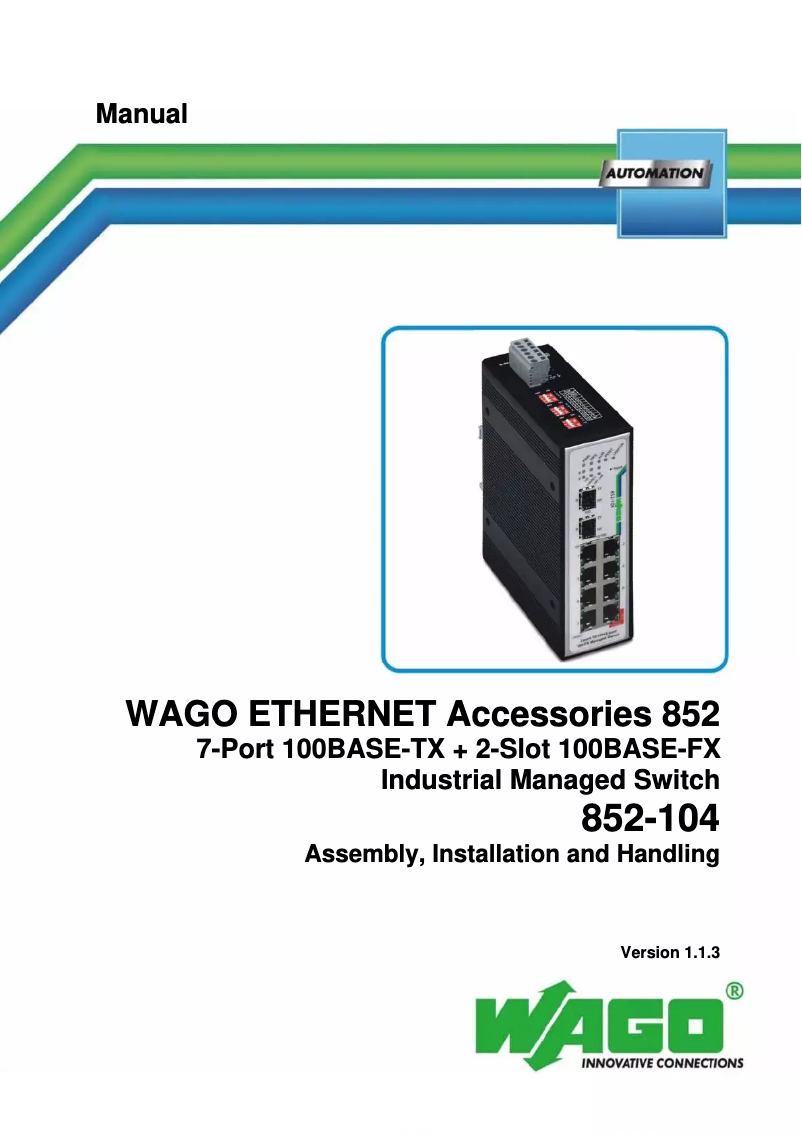 Page n°1 - Manuel utilisateur Wago 852-104