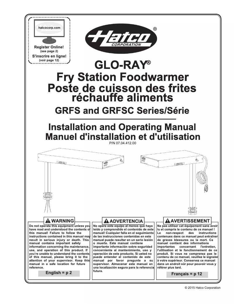 Image de la première page du manuel de l'appareil Glo-Ray GRFS-24