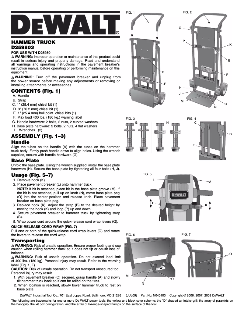 Page 1 de la notice Manuel utilisateur DeWalt D259803