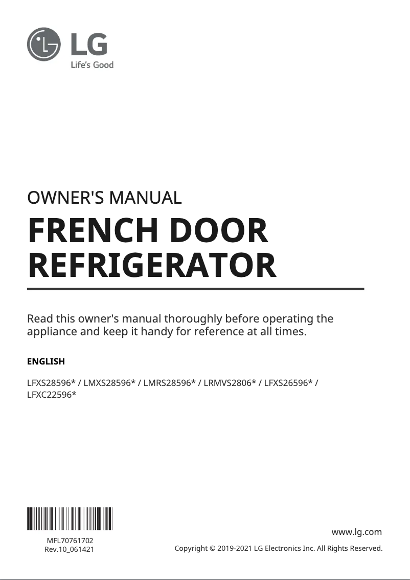 Image de la première page du manuel de l'appareil LRMVS2806D