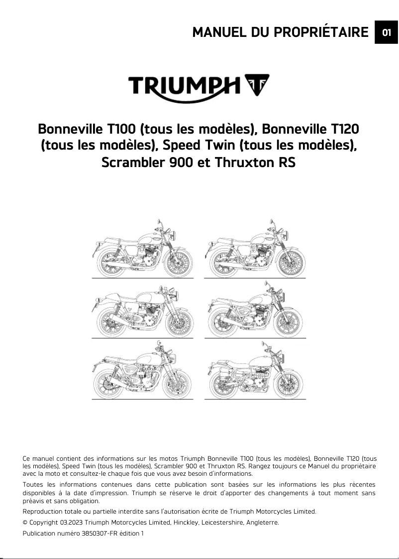 Page n°1 - Manuel utilisateur Triumph Speed Twin (2021)