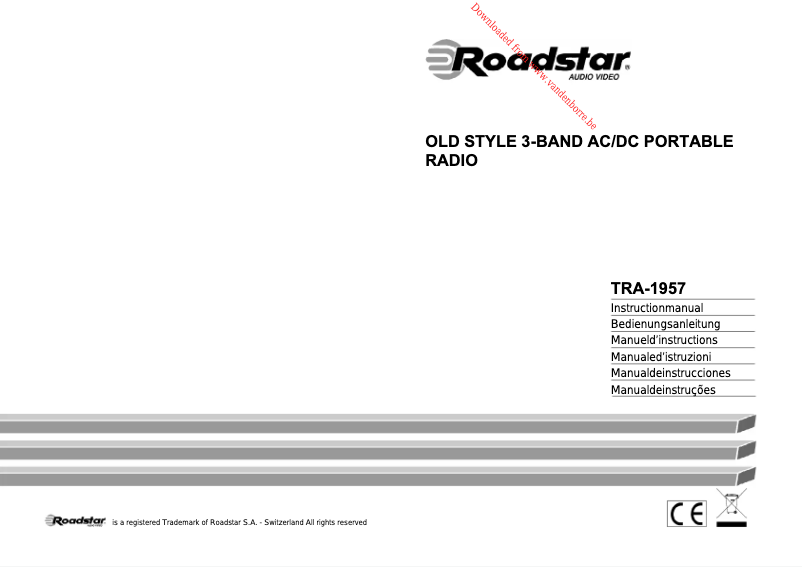 Page 1 de la notice Manuel utilisateur Roadstar TRA-1957/WD