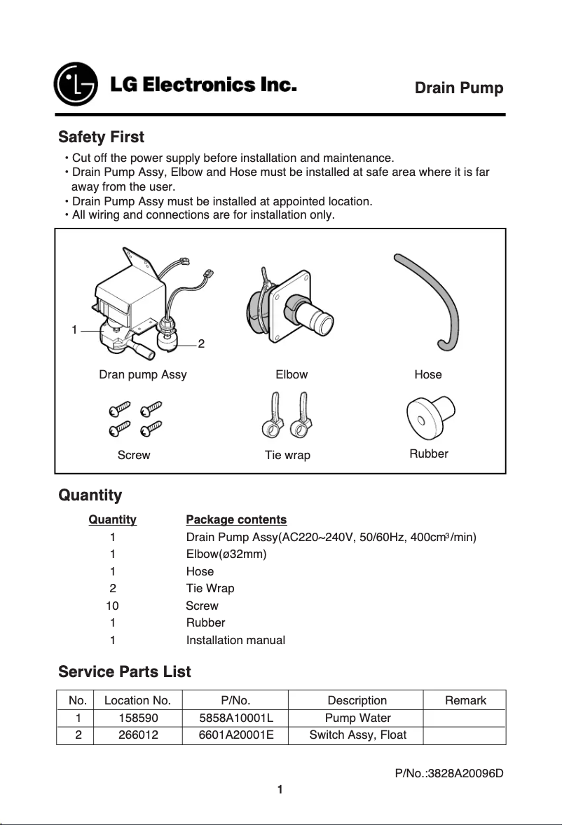 Page 1 de la notice Manuel utilisateur LG ABDPE