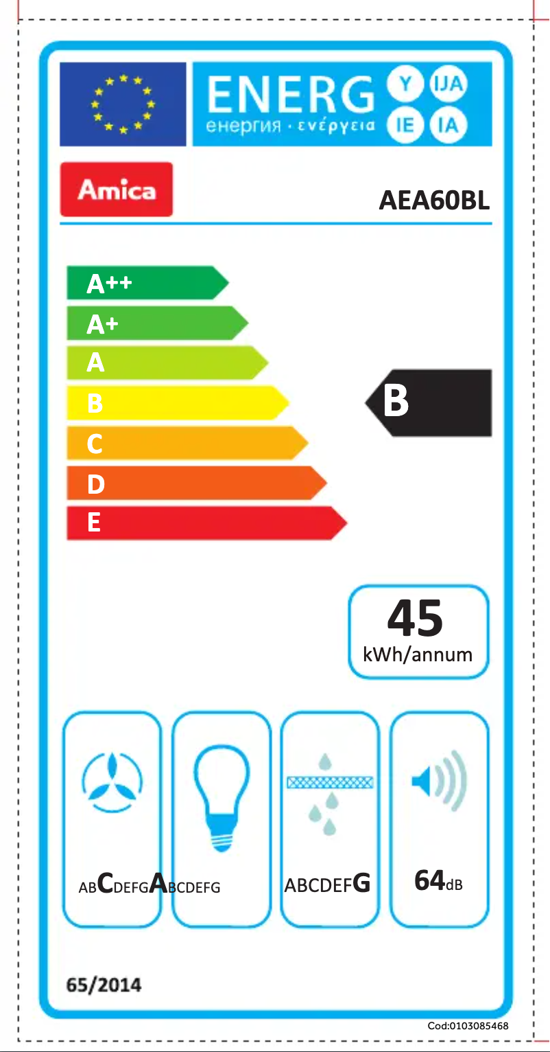 Page n°1 - Label énergétique Amica AEA60BL