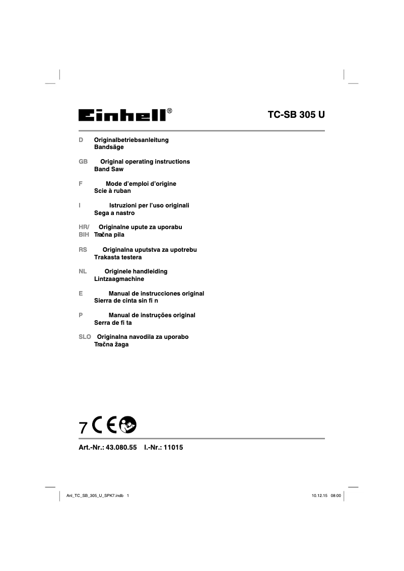 Image de la première page du manuel de l'appareil TC-SB 305 U