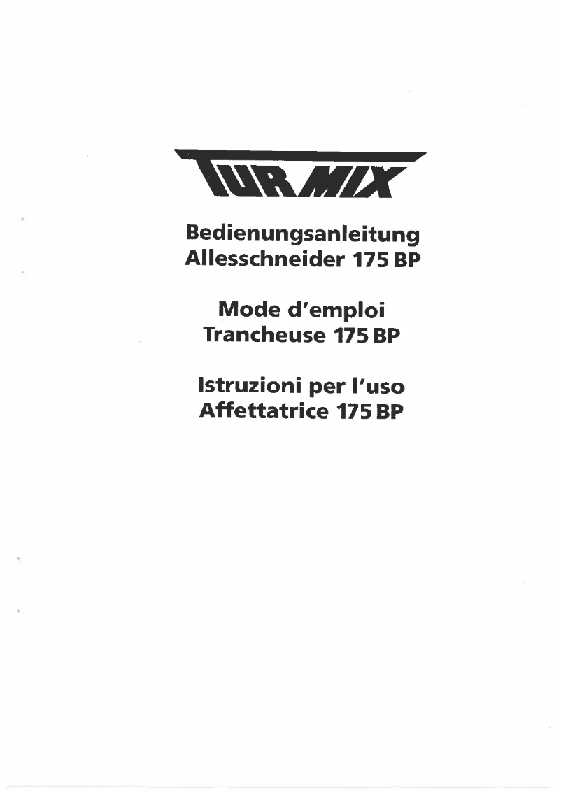 Page 1 de la notice Manuel utilisateur Turmix 175 BP