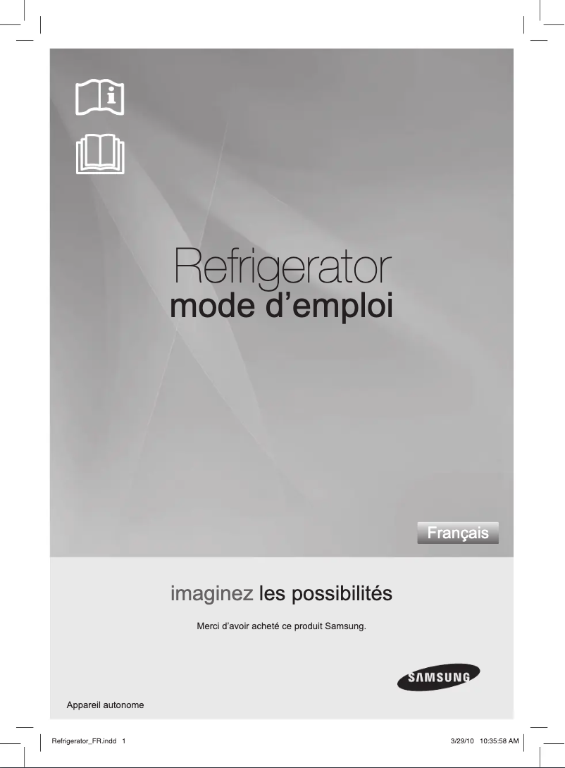 Page 1 de la notice Manuel utilisateur Samsung RT45HESW