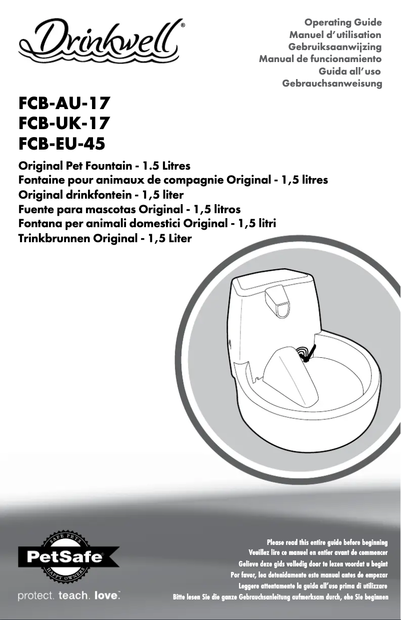 Page 1 de la notice Manuel utilisateur PetSafe Drinkwell FCB-EU-45