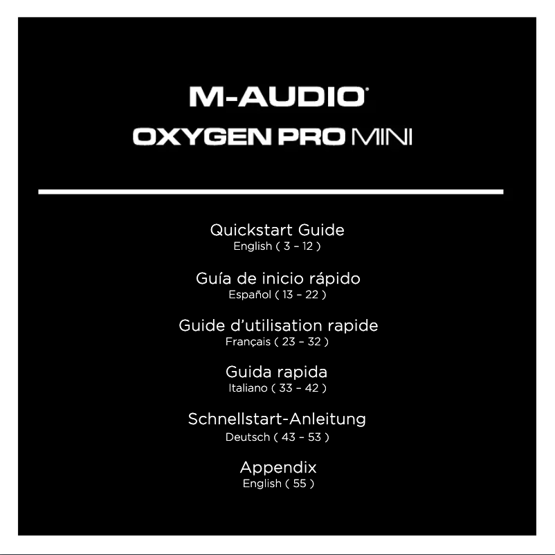 Page n°1 - Guide de démarrage rapide M-Audio Oxygen Pro Mini