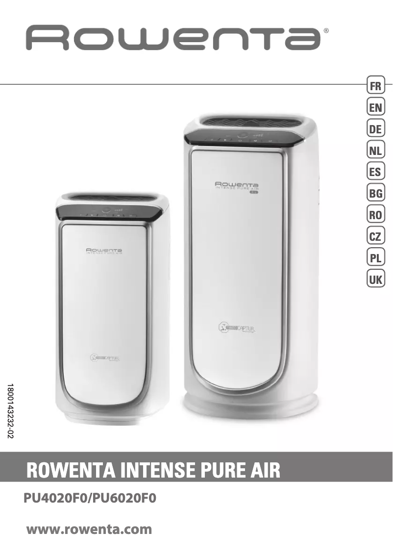 Page 1 de la notice Manuel utilisateur Rowenta Intense Pure Air PU6020