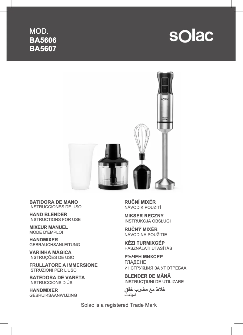 Page 1 de la notice Manuel utilisateur Solac ProChef 1000W BA5606