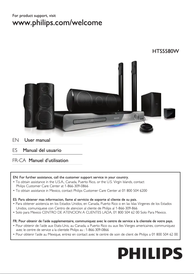 Page 1 de la notice Manuel utilisateur Philips HTS5580W