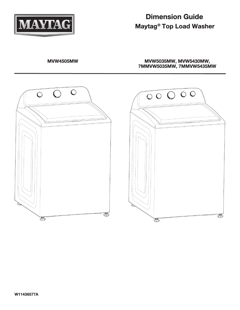 Page 1 de la notice Fiche technique Maytag MVW5035MW