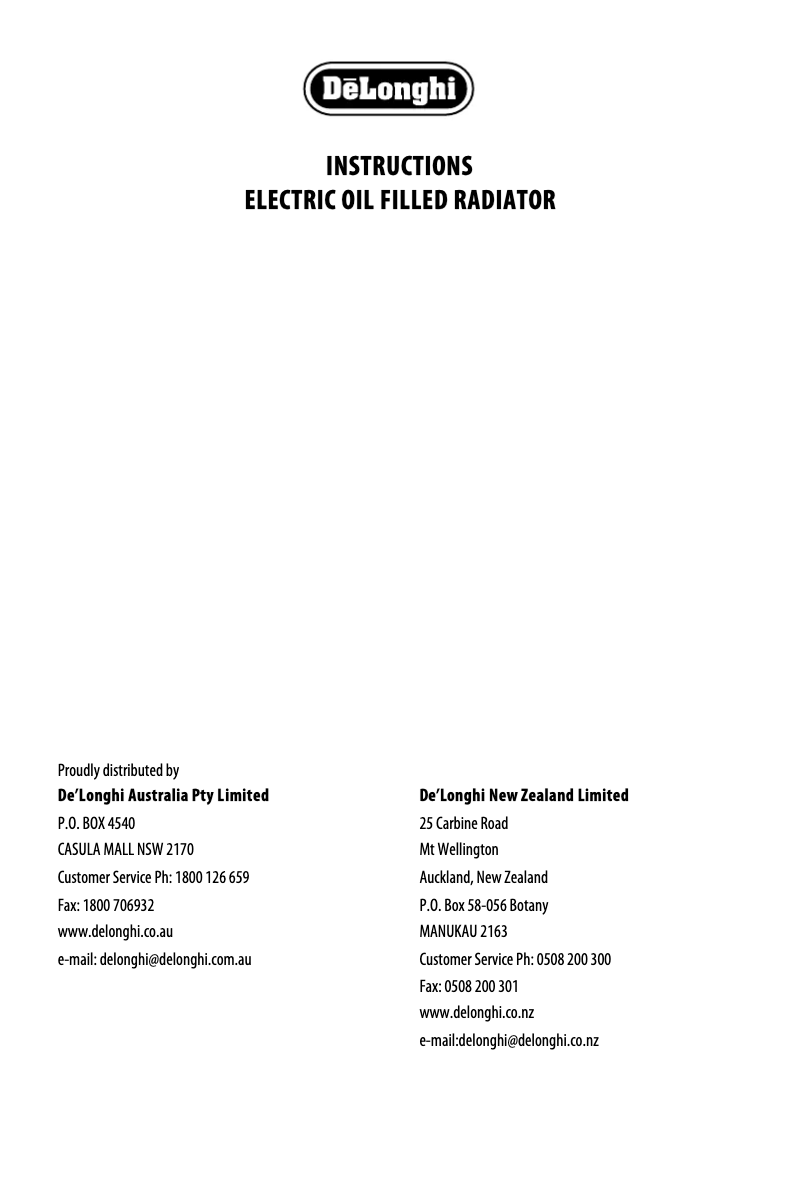 Page 1 de la notice Manuel utilisateur DeLonghi DL1001T