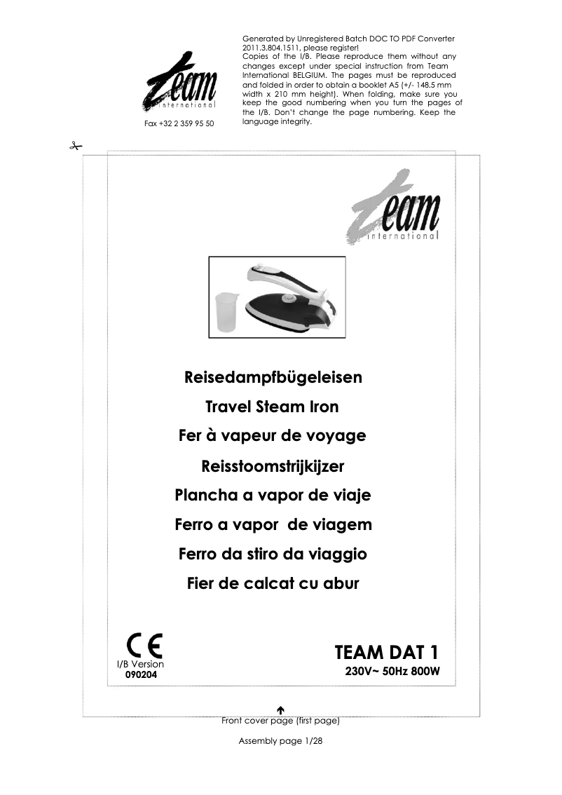 Image de la première page du manuel de l'appareil DAT 1