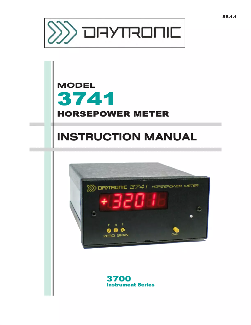 Page n°1 - Manuel utilisateur Daytronic 3741