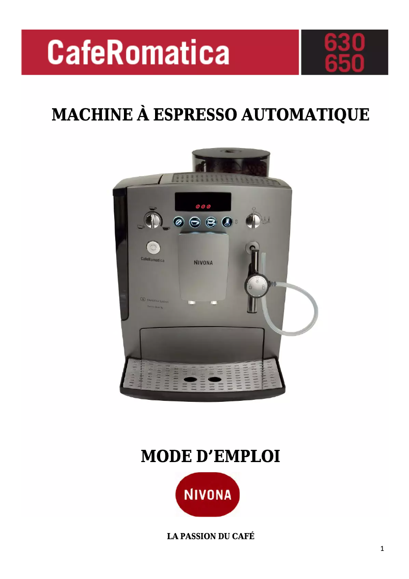 Image de la première page du manuel de l'appareil CafeRomatica 650