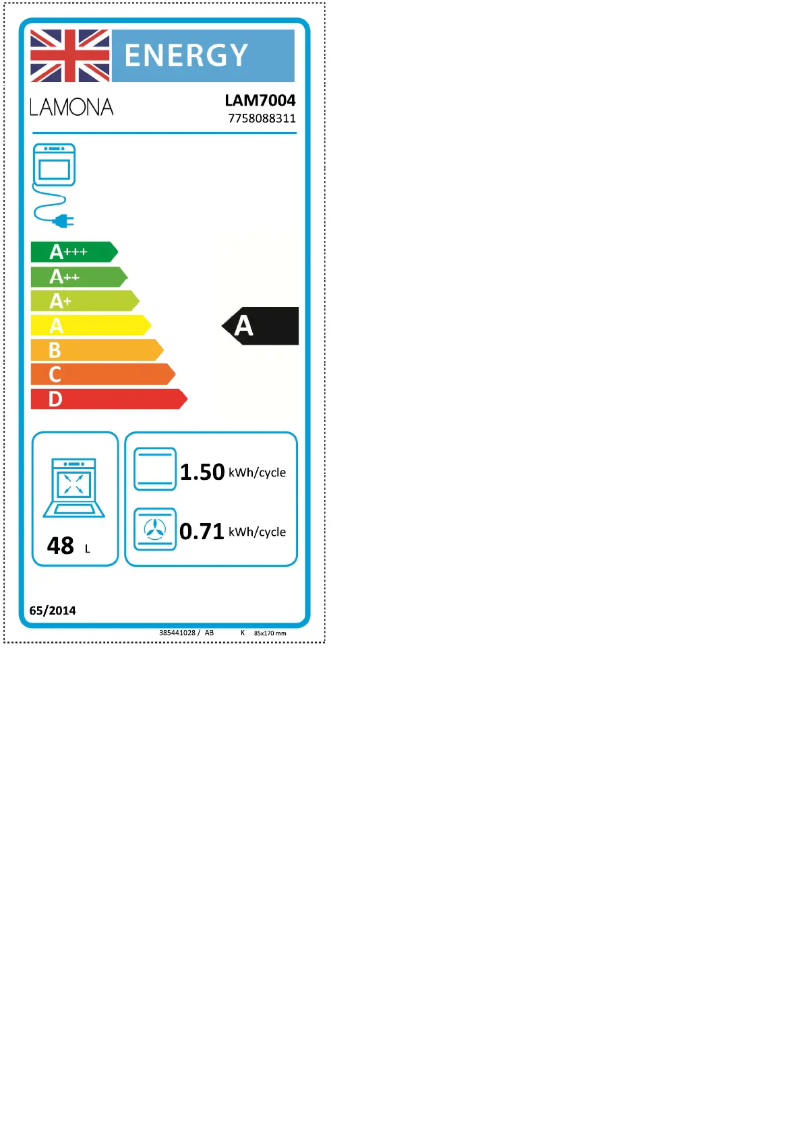 Page 1 de la notice Label énergétique Lamona LAM7004