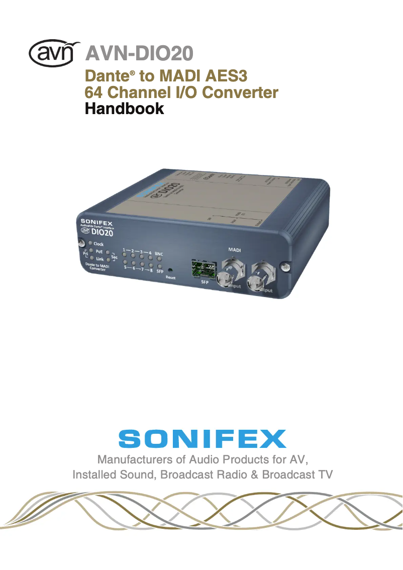 Page 1 de la notice Manuel utilisateur Sonifex AVN-DIO20