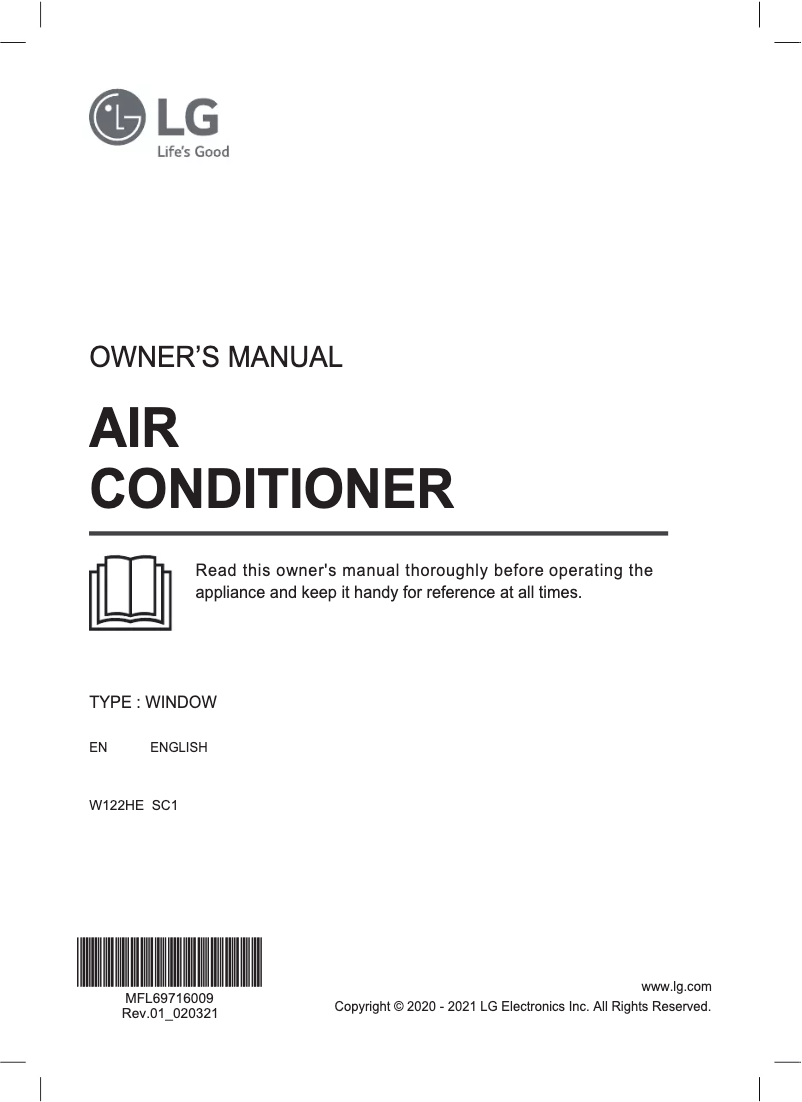 Page 1 de la notice Manuel utilisateur LG W122HE