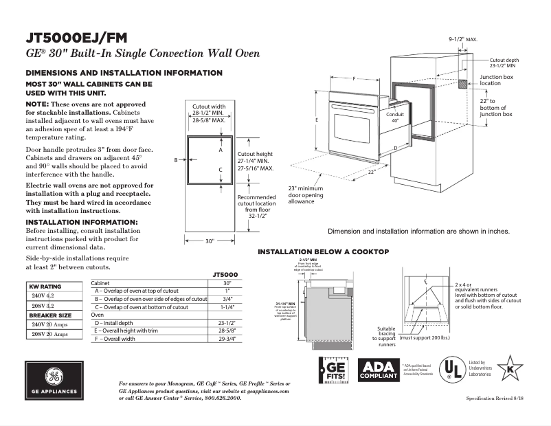 Page n°1 - Fiche technique GE JT5000FMDS